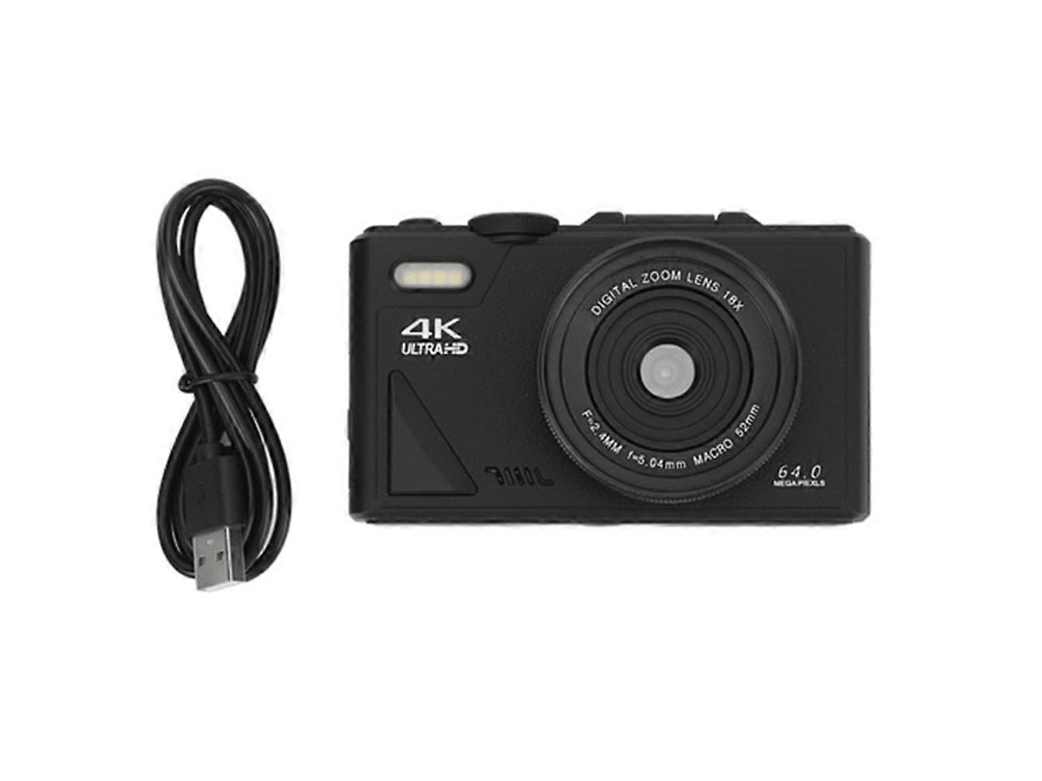 Câmara Digital Retrô 64mp Com Estabilização, Função Pausa De Vídeo E Ecrã Ips De 3 Polegadas