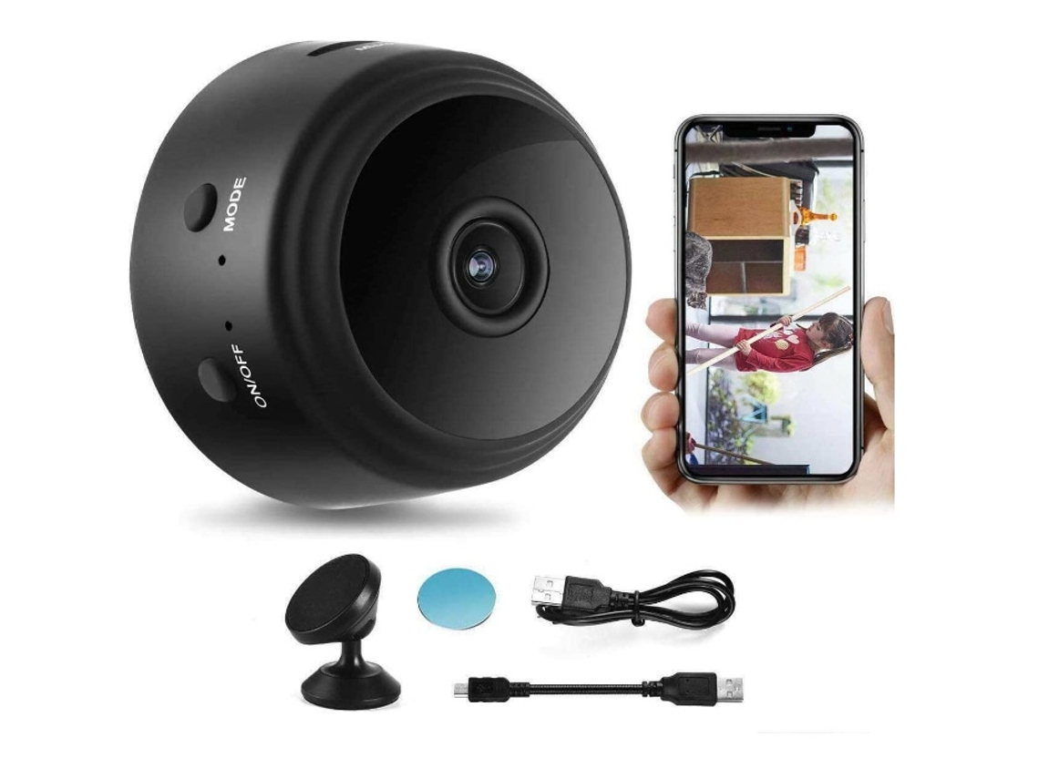 Lurelia Mini Câmara Espiã Vsm-667, Full Hd 1080p, Visão Noturna Iv, Fixação Magnética, Microsd, Preto