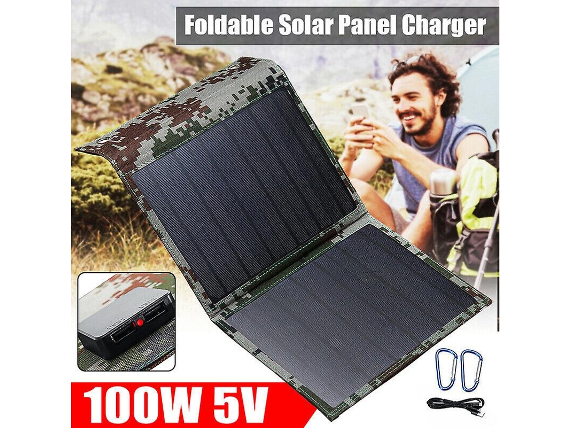 Carregador De Bateria Solar Dobrável Usb 100w 5v Para Celular Ao Ar Livre Olysi Shop