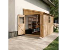 Abrigo de Madeira TIMBELA M339 com Janelas e Sem Parede Lateral (6 m² - 243x318x216 cm)