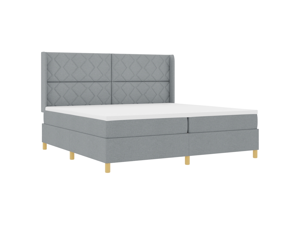 Cama Com Estrado E Colchão  Cinza Claro Vidaxl - Tecido (200x200 Cm)
