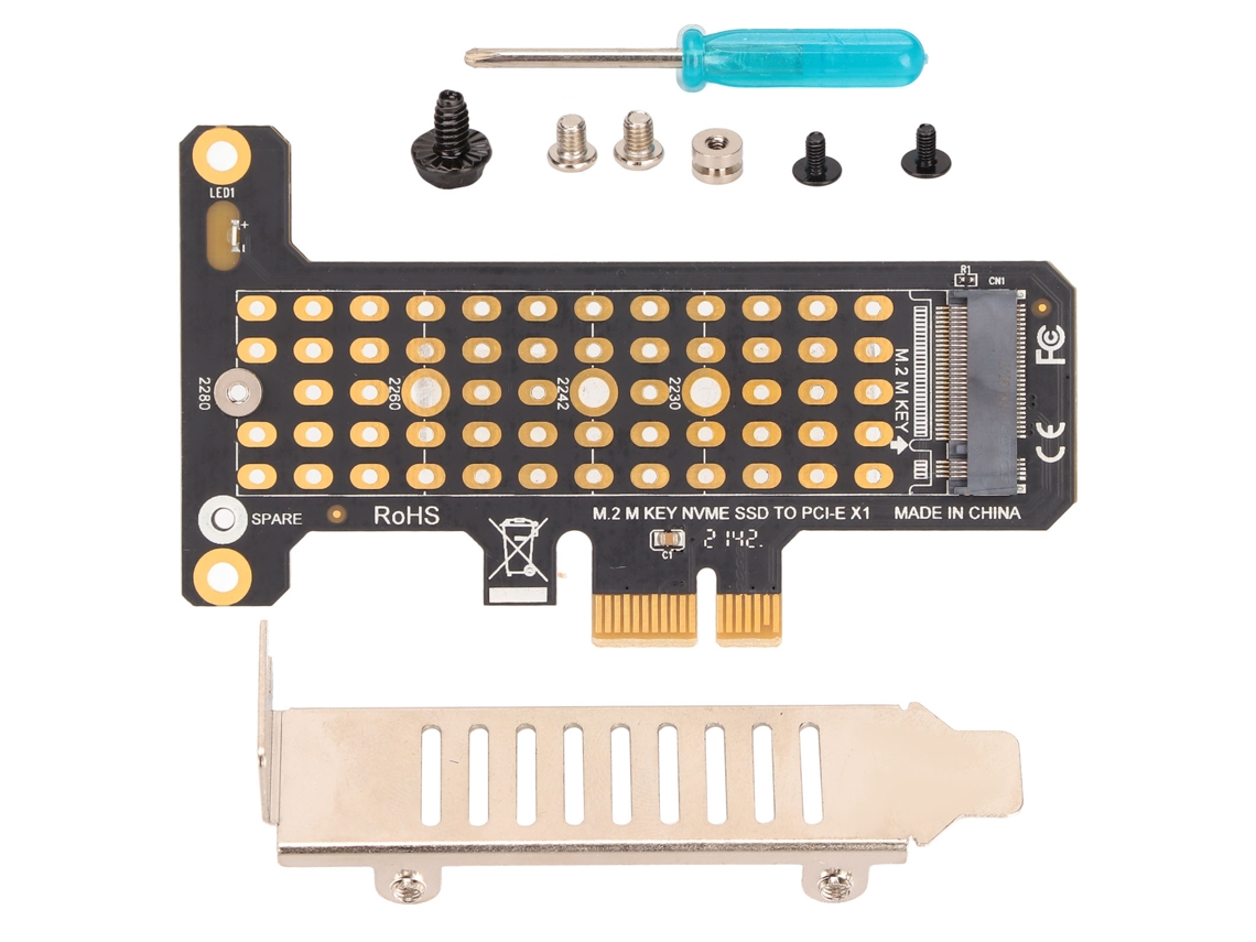 Adaptador Nvme M.2 Para Pcie X1 Com Dissipador De Alumínio Para Desktop Windows Luz Dourada