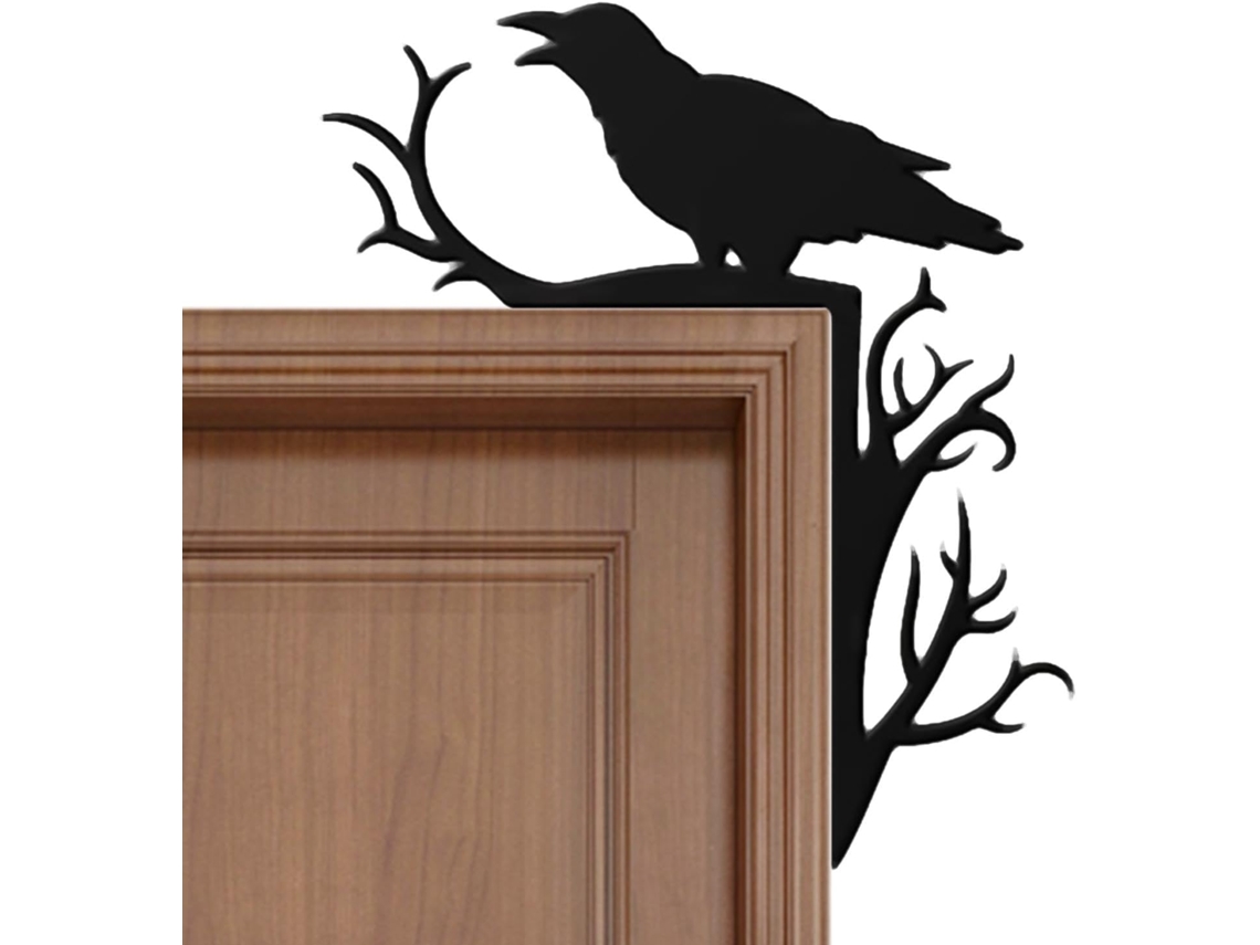 Decorações musicais para portas, decorações de Halloween para casa, corvo Galho |