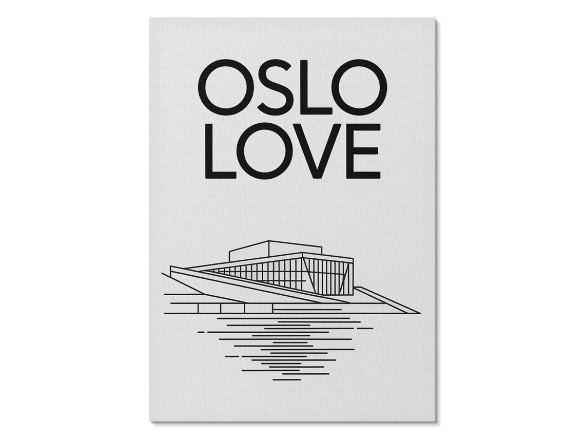 Pôster Em Tela - Ilustração De Oslo, 29,7x42cm A3 - (preto, Tipografia, Moderno, Arquitetura)