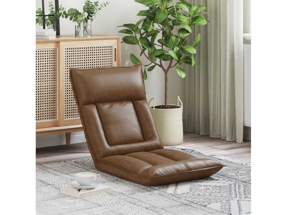 Vidaxl Cadeira De Chão Ajustável Castanho Tecido