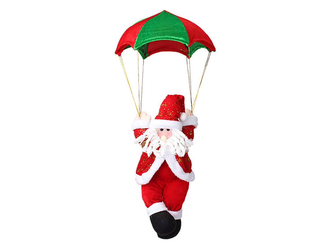 Boneco De Natal Santa Claus Laxiscreed De 40cm Com Paraquedas E Puxador Para Decoração Festiva