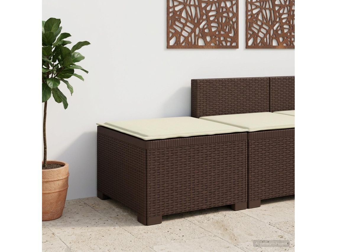 Vidaxl Sofá De Jardim 1 Lugar Com Almofada Look Rattan Pp Castanho