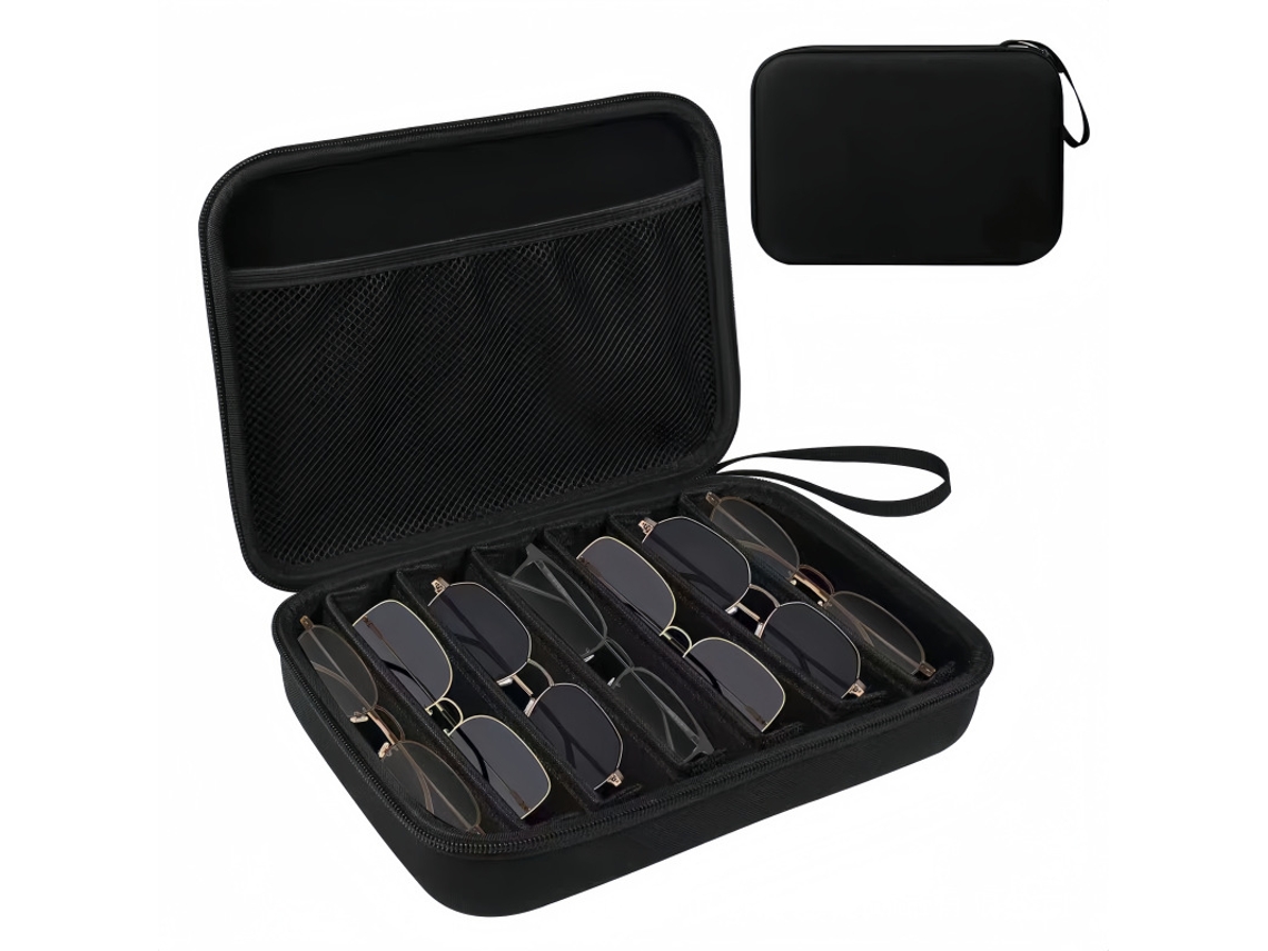 Estojo Rígido em para Óculos, Portátil para Viagens, Óculos de Sol com Grande Capacidade e 7 Compartimentos para Cartões AQUAFORGE