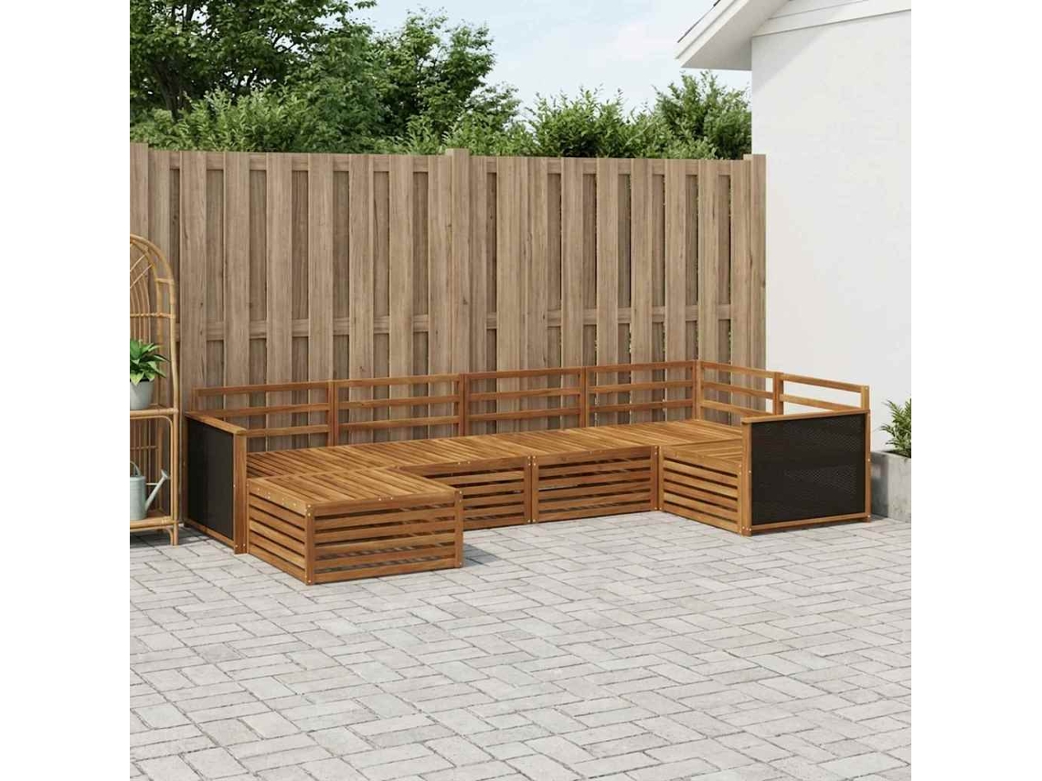 Vidaxl Conjunto De Sofás Para Exterior 6 Pcs Natural