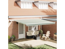 Vidaxl Toldo Retrátil Verde E Branco 450 × 300 Cm Tecido E Alumínio