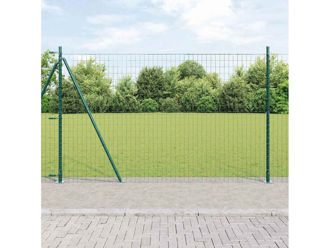 Vidaxl Cerca Europeia Com Base De Concreto 10 X 1,6 M Verde Malha