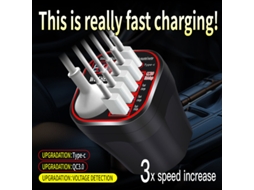 Inversor universal para carro, vermelho, 12V/24V para 220V, detecção inteligente de voltagem, tomada de 200W para carro, conversor de energia.