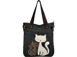 B Bolsa Tiracolo Feminina De Lona Com Gato Fofo Ideal Presente Para Mulheres