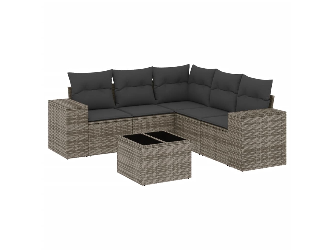 Conjunto de 6 Sofás de Jardim com Almofadões Vime Cinzento MAISON EXCLUSIVE (80x200 cm)