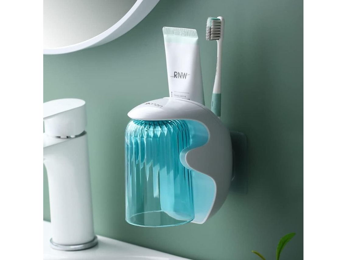 Suporte para escova de dentes infantil, para banheiro, porta escova elétrica e creme dental, verde | S/MARCA