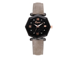 Relógio de Pulso Feminino de Quartzo com Cinta de Couro Pu Cinza com Strass