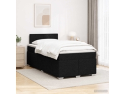 Vidaxl Cama Box Spring Com Colchão E Led Preto 120 X 190 Cm Tecido