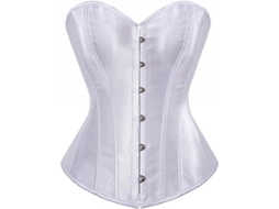 Corset de Seda Steampunk Burlesque com Osso para Lingerie Plus Size Traje de Club e Shapewear Branco