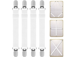 Conjunto De 4 Prendedores De Lençol Ajustáveis, Para Manter Seus Lençóis No Lugar Aquaforge (branco)