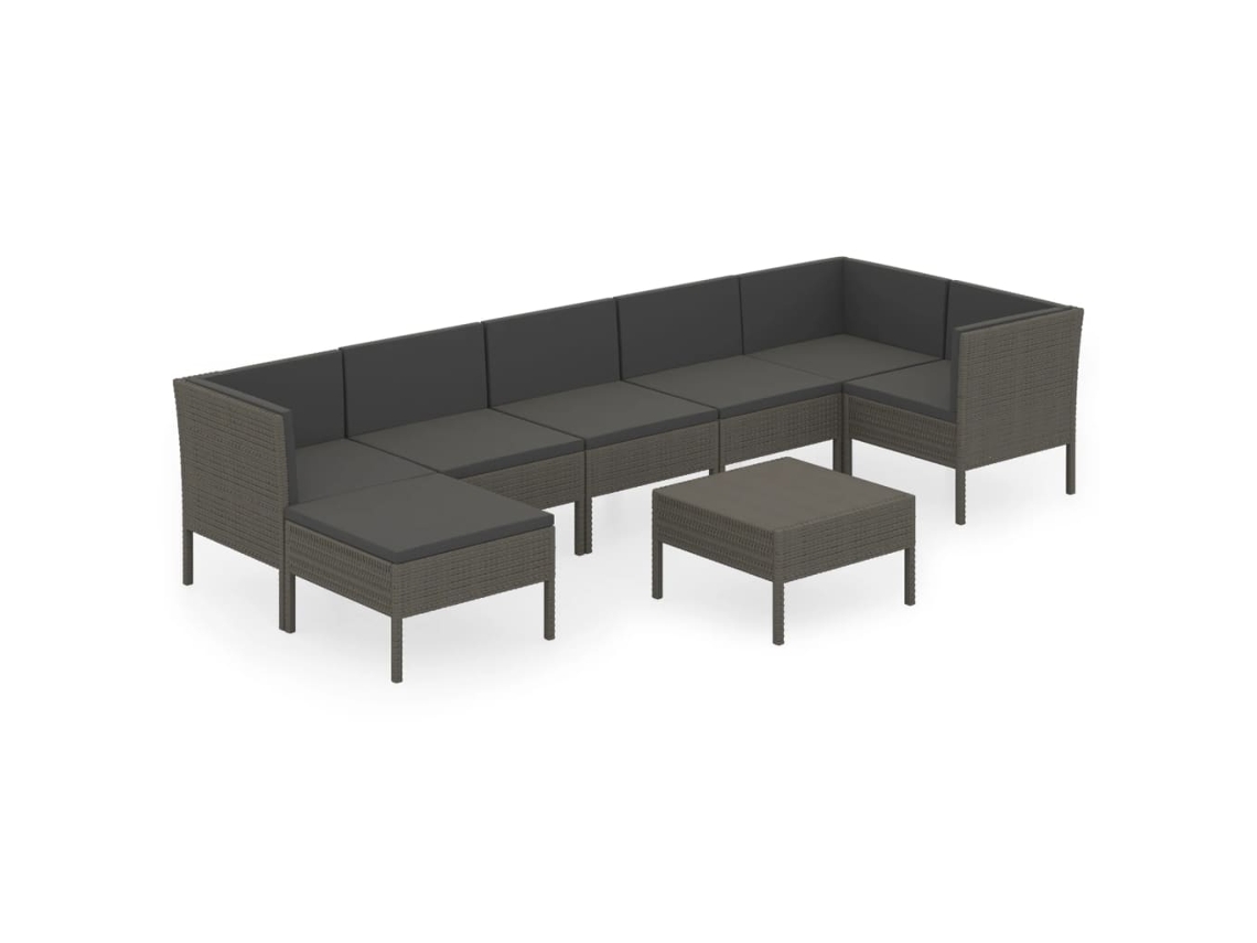 Maison Exclusive - 8 Pcs Conjunto Lounge De Jardim C/ Almofadões Vime Pe Cinzento