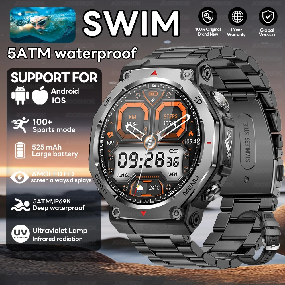 Smartwatch Gps (aço Preto), Resistência À Água 5atm, Tela De 1,43 Polegadas