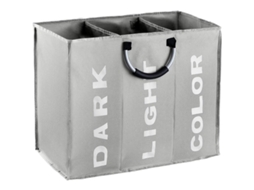 Cesto De Roupa Suja Grande De 3 Peças, Saco Organizador Dobrável Em Tecido Para Roupas Com Alça, 85l 60x32cm Cinza