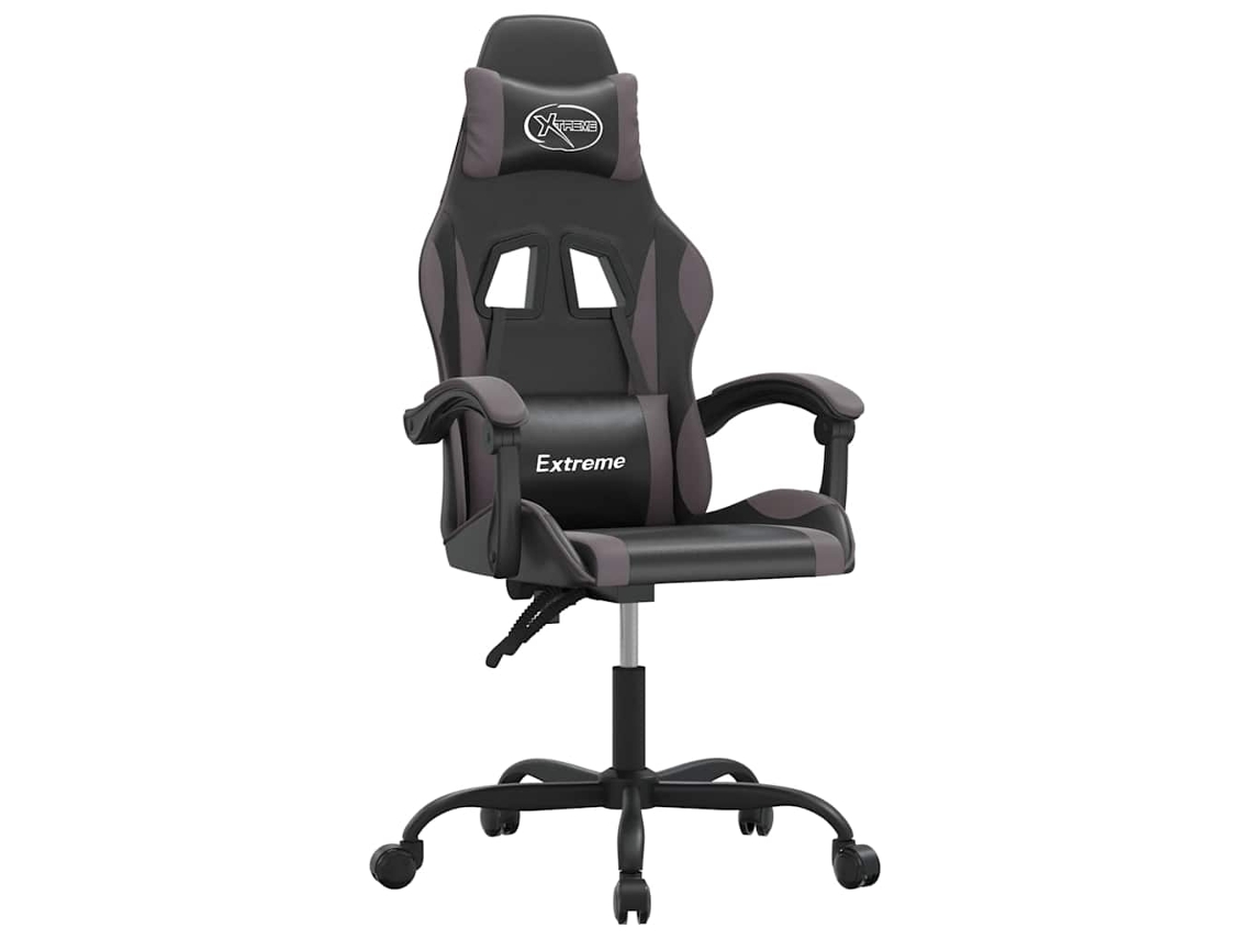 Conjunto 1 Cadeira De Gaming Vidaxl Cinzeto Couro Sintético (57.5 X 59.5 X 131 Cm)