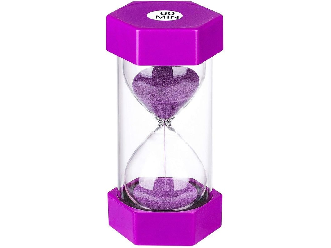 Reloj De Arena De 60 Minutos De Plástico Y Vidrio, Temporizador Para Clases, Cocina Y Juegos, Azul Y Morado