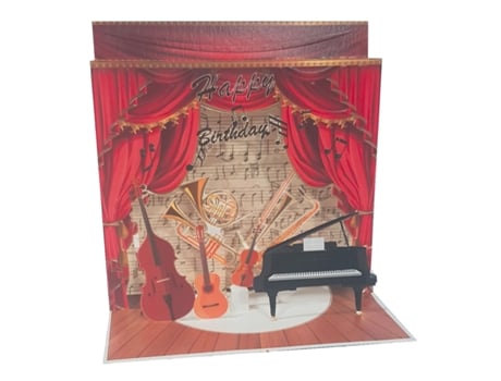 Postal Pictura 3d Pop Up Feliz Aniversário Orquestra 17852