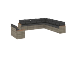 Conjunto de 11 Sofás de Jardim com Almofadões Vime Pe Cinzento MAISON EXCLUSIVE