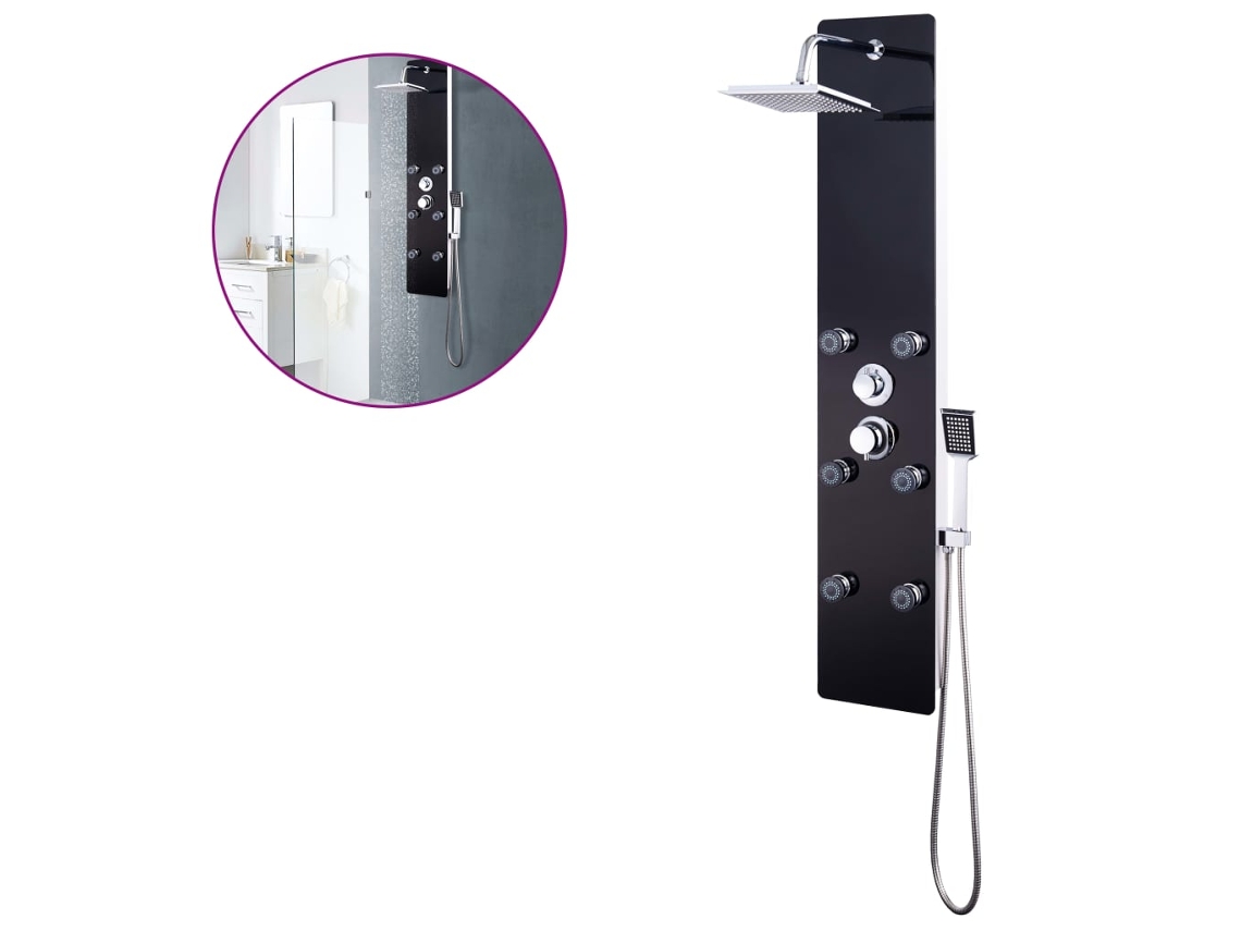Coluna De Duche Vidaxl Black Metal (25x44,6x130cm)