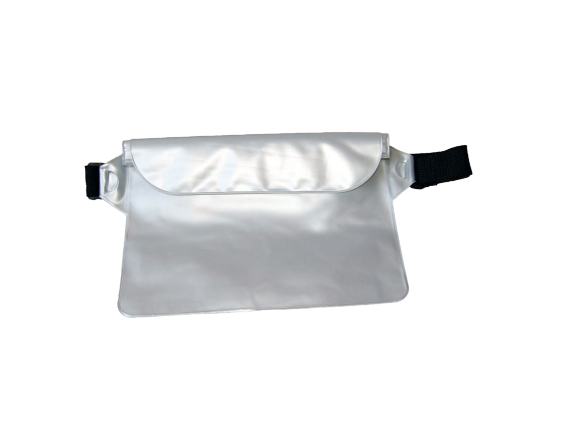 Bolsa Cintura Impermeável Com Fecho Triplo De Pvc Para Telefone Touchscreen Praia Natação Kayak Prata Branco