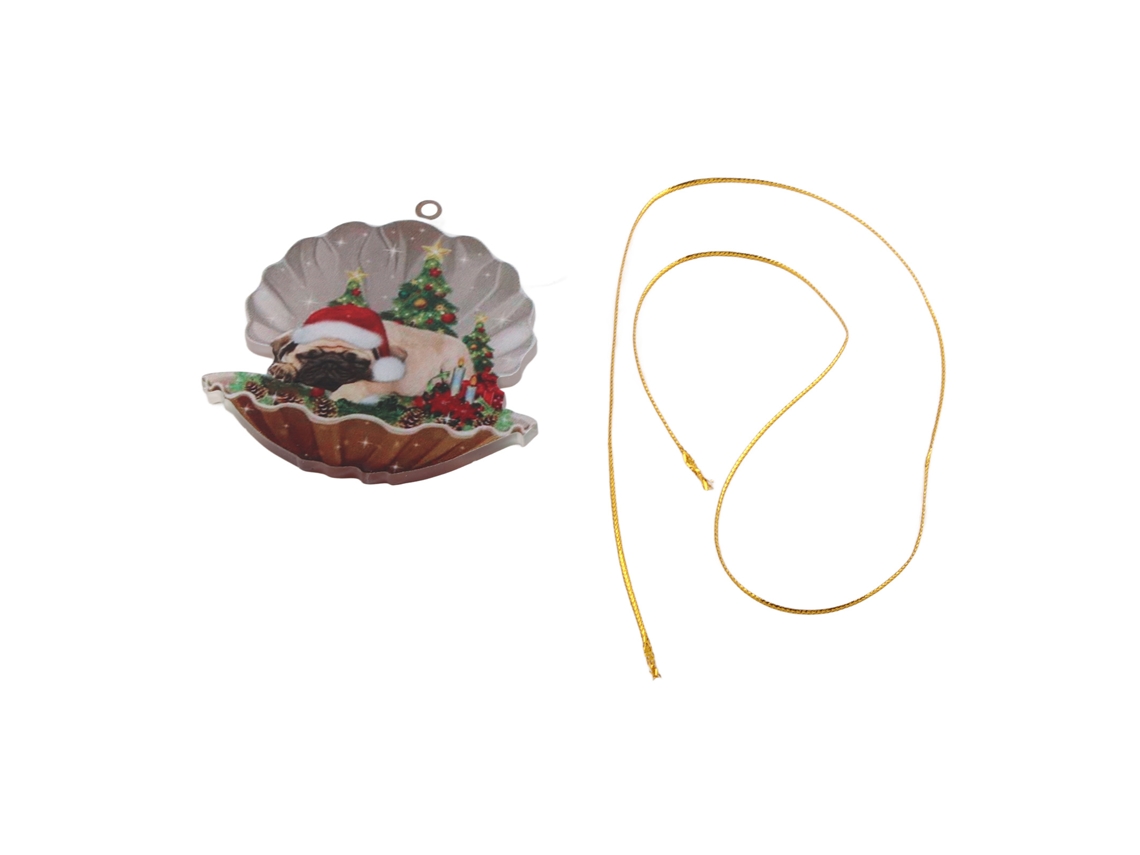 Pingente de Cachorro Dormindo com Casco de Natal para Carro e Casa