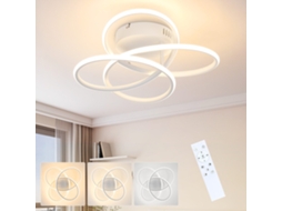 Nettlife Led Luz De Teto Lâmpada De Corredor Design Moderno Branco Regulável Com Controlo Remoto 36 Cm Metal 44 W