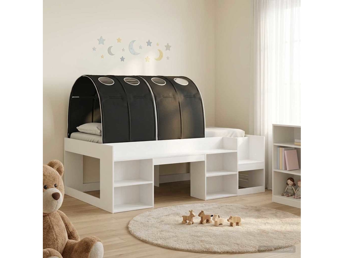 Vidaxl Cama Com Túnel 3 Unid. Branco E Preto Derivados De Madeira