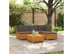 Vidaxl Conjunto De Sofás Para Exterior Com Almofada 5 Peça Castanho