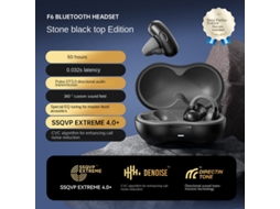 Auriculares Bluetooth True Wireless de Condução Óssea 5.3 com Clipe de Ouvido para desportos com Redução de Ruído Cinza Escuro