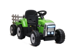 Trator Elétrico Infantil Com Controlo Remoto Parental Incluído, Velocidade Máx. 6 Km/h, Verde E Preto