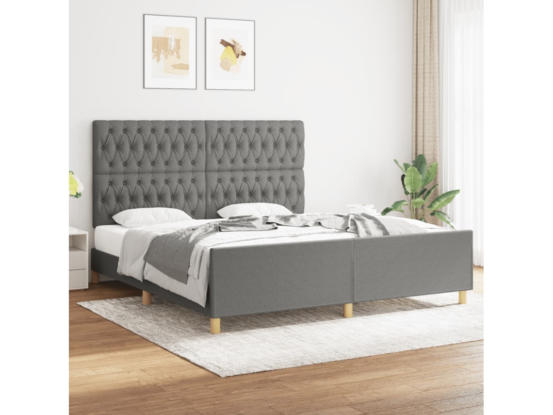 Vidaxl Estrutura De Cama Sem Colchão 180x200 Cm Tecido Cinzento-escuro