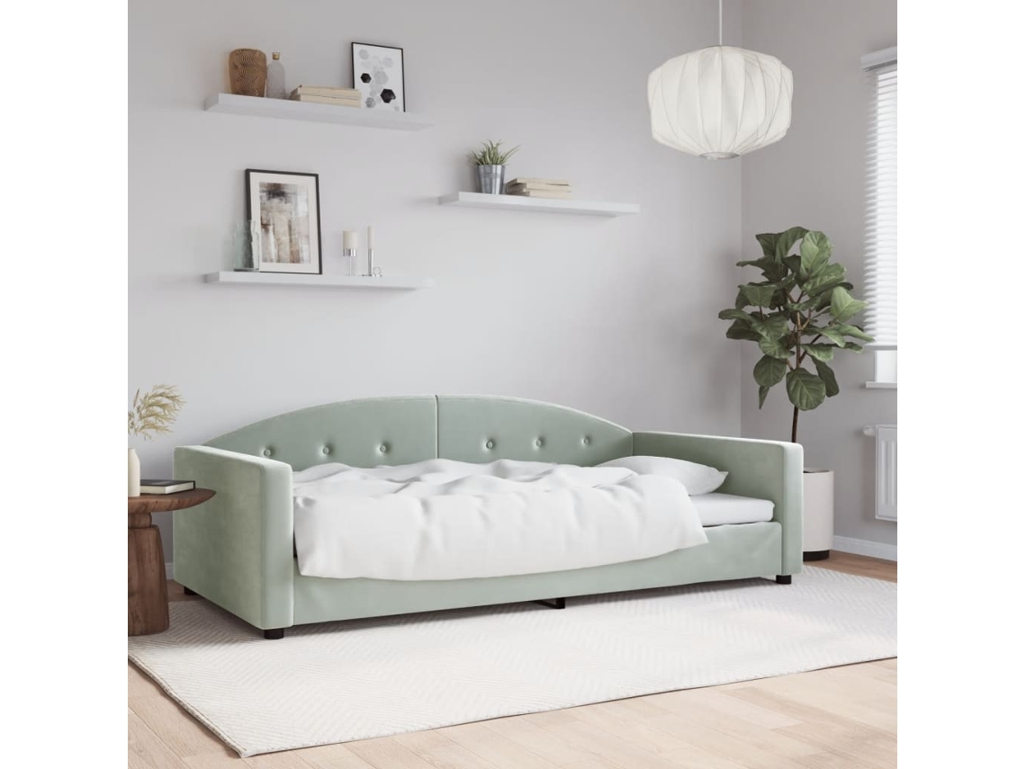 Vidaxl Sofá-cama 100x190 Cm Veludo Cinzento-claro