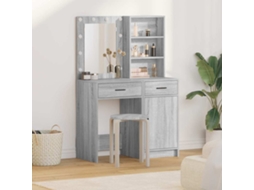 Vidaxl Conjunto De Mesa De Maquiagem Com Led 2 Unid. Cinza Sonoma