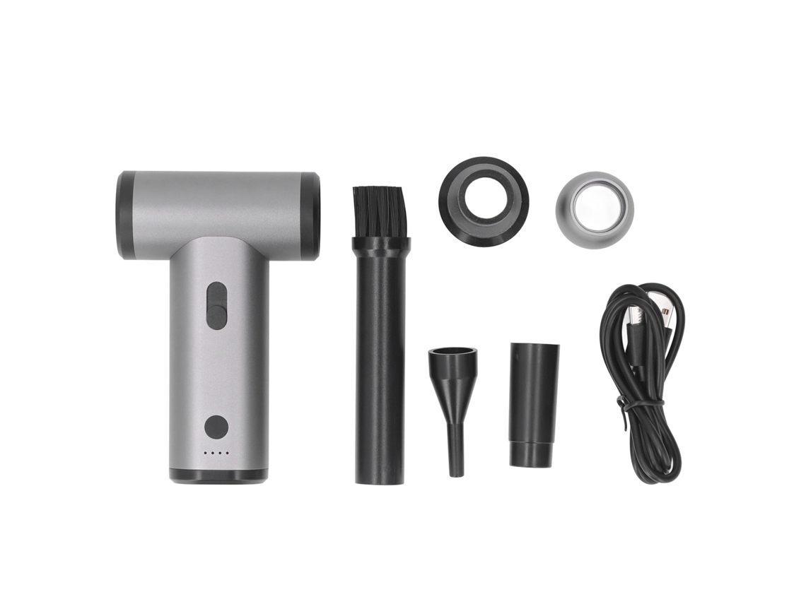 Soprador de Ar Elétrico Sem Fio 130000 Rpm 4000mah Carregável Type C para Teclado Computador Casa de Pet Cinza