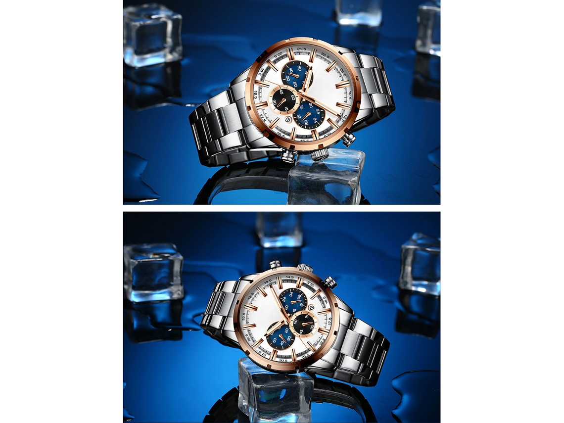 Aetheria relógio de Quartzo Masculino Curren 8355m com Pulseira de Aço Inoxidável, Multifuncional e Resistente À Água 3atm