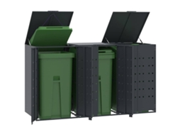 Vidaxl Abrigo Para 3 Caixotes Do Lixo 207x79x117 Cm Aço Antracite