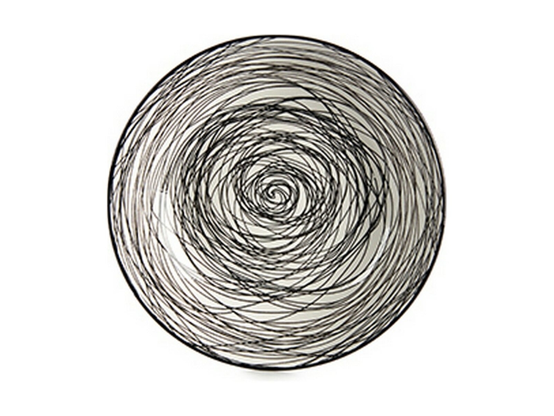 Prato Fundo Riscas Porcelana Preto Branco 6 Unidades 20 X 4 7 X 20 Cm VESSIA