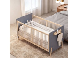 Berço Bebé Madeira Maciça 140x70 Cm Com Altura Ajustável Em 3 Níveis, Pintura Ecológica, Conversível Em Cama Co-sleeping E Sofá
