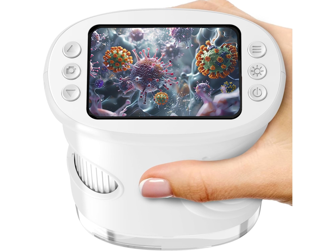 Microscópio Infantil Digital Portátil 1000x Com Ecrã Ips 2.0" E Câmara 2mp - Branco - Eifson