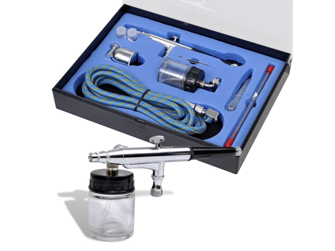 Conjunto De Aerografia Com Frasco De Vidro E Bocais 0,2 / 0,3 / 0,5 Mm