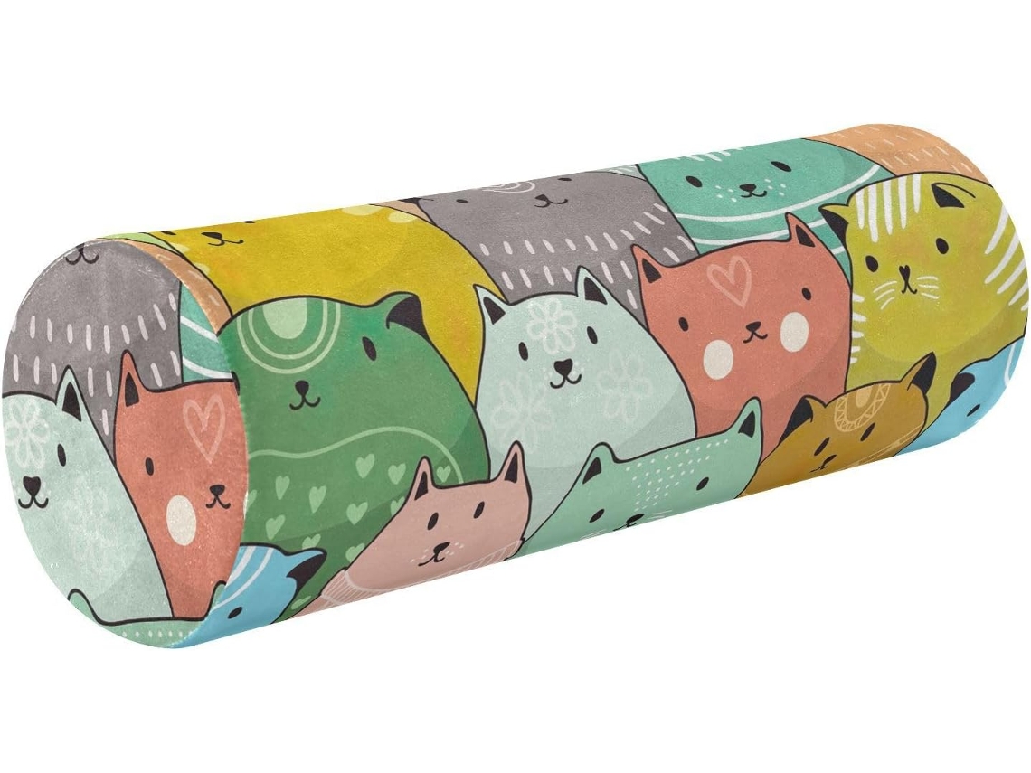 Capa para Almofada Cilíndrica Estampa de Gato Frodotgv Suporte Ergonômico Fácil Limpar Ideal Viagens, Casa e