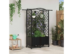 Vidaxl Cama Elevada Com Treliça E Telhado Preto 122 X 40 X 144 Cm Pp